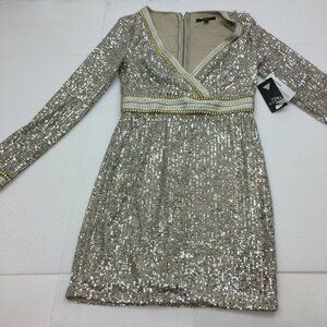 Guess Patrice sequin mini Dress Color: Light Gold Multi Size: XSmall